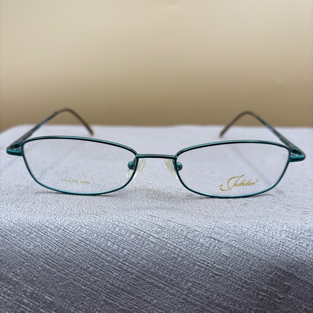 Jubilee Eyeglass Frames Women 51-17-135 Green Metallic Stainless Steel Librarian